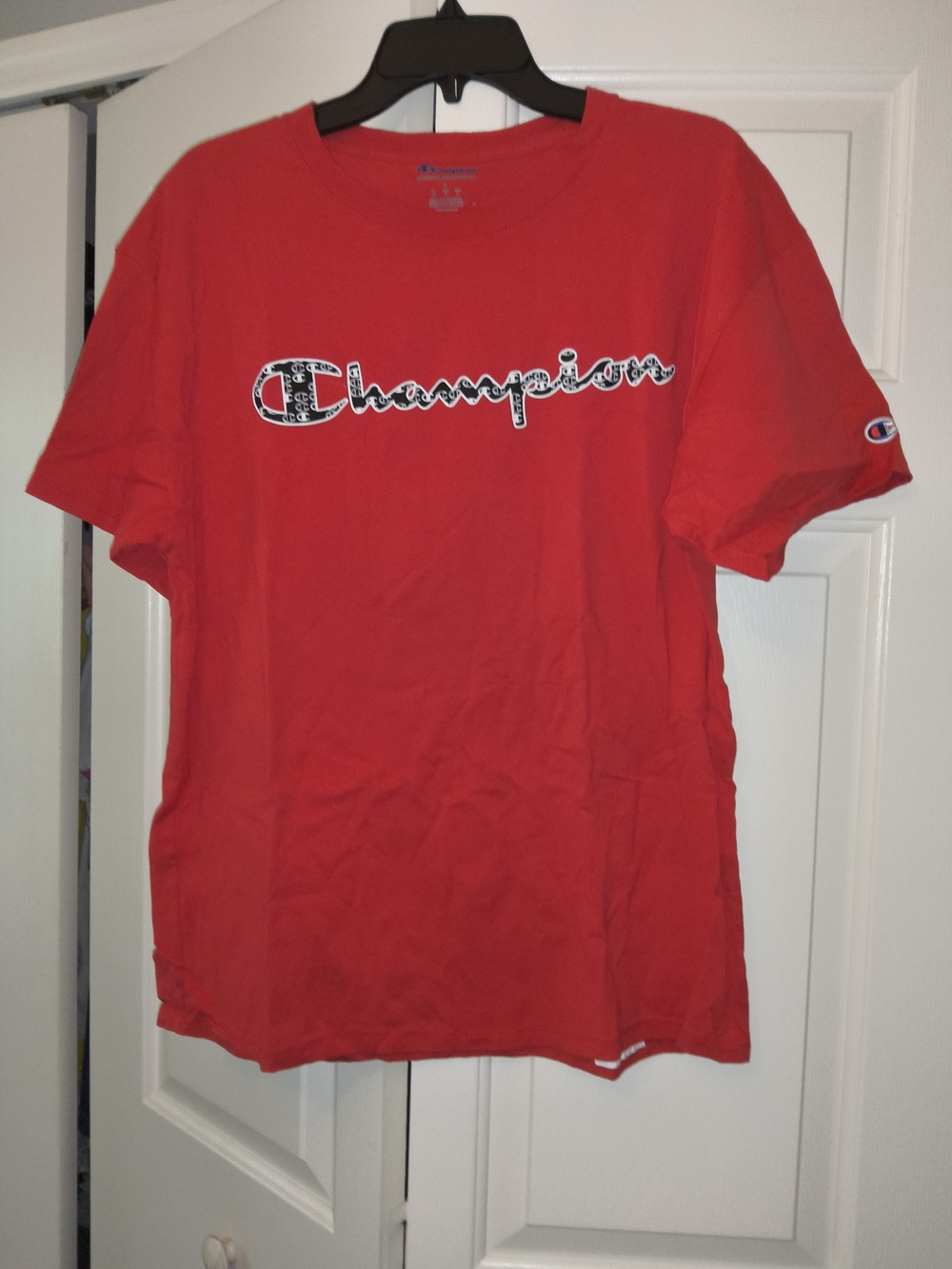 Champion Red Short Sleeve Logo Tee